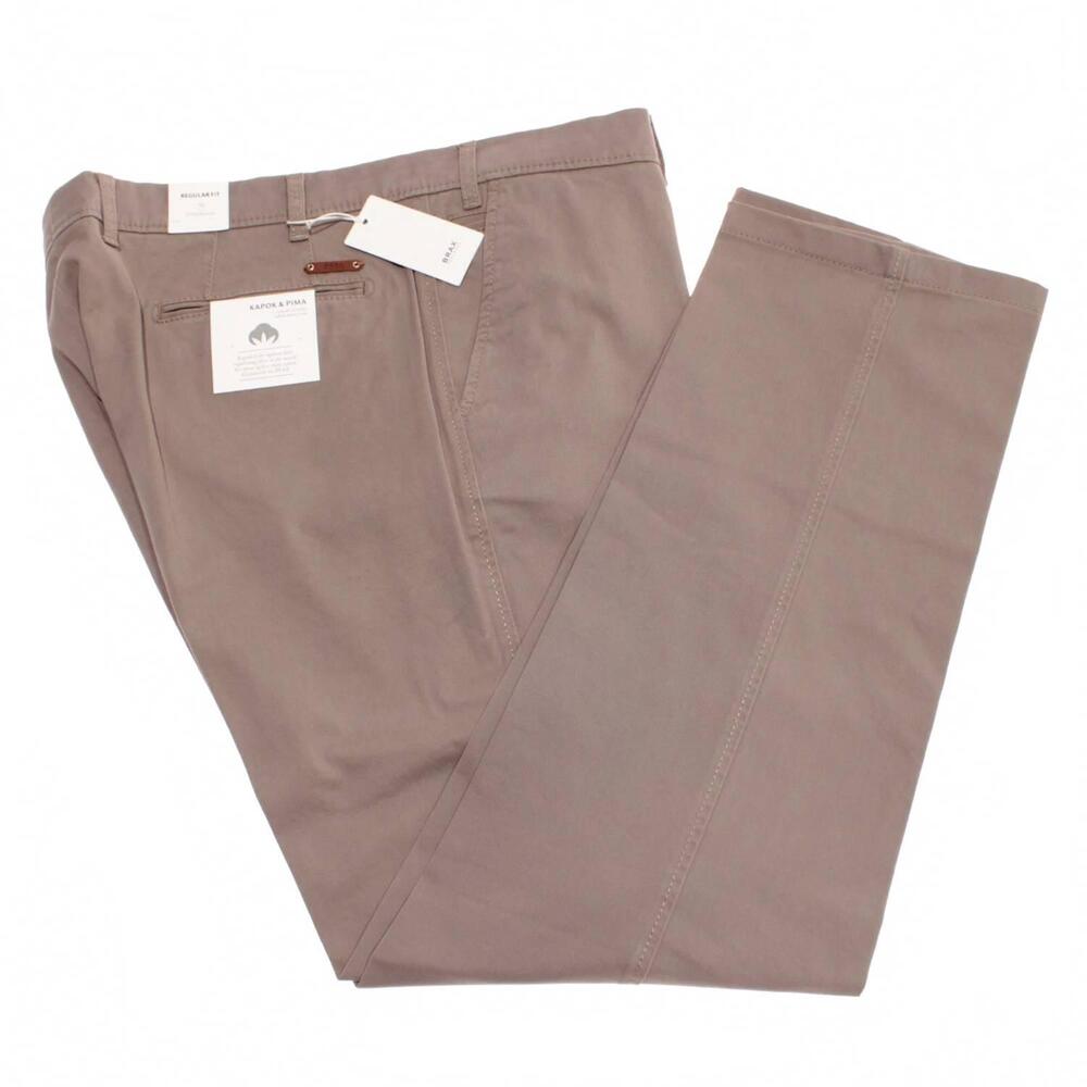 NEW BRAX men's evans luxury chino pants in solid beige